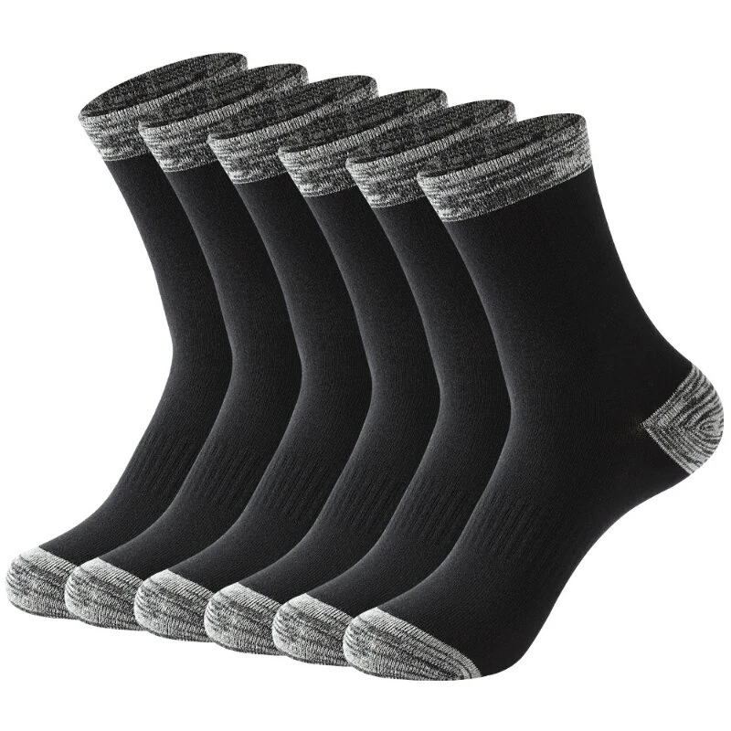 (image for) 6 Pair Autumn Winter Men Socks Cotton Leisure Business Long Socks Walking Running Hiking Warm Socks For Male Plus Size 42-48