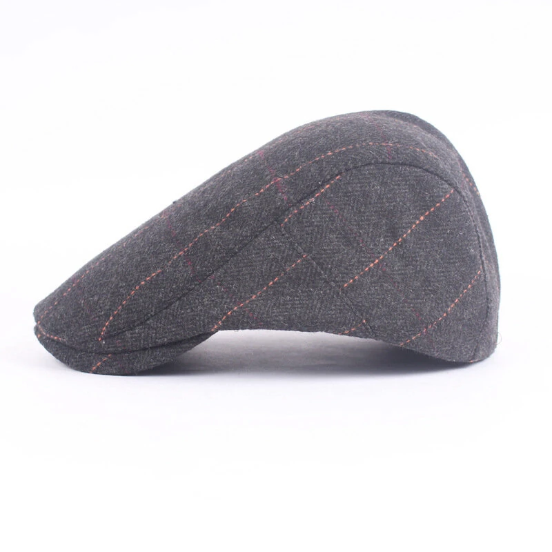 (image for) Collrown Men Beret Cap Adjustable Cotton Flat Cap Retro Duck Tongue Cap Warm Forward Cap Driving Hat Newsboy Hats