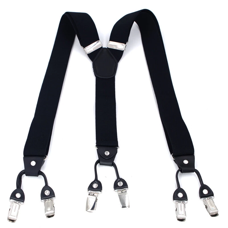 (image for) Men's Suspender Business Trousers Strap Clips Braces Vintage Casual Suspensorio Trousers Six-clip Shoulder Straps