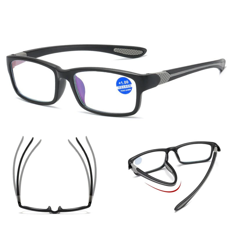 (image for) Ultralight Sports Reading Glasses Anti-blue Light Eyewear Glasses TR90 Frame Presbyopia Eyeglasses for Men Women
